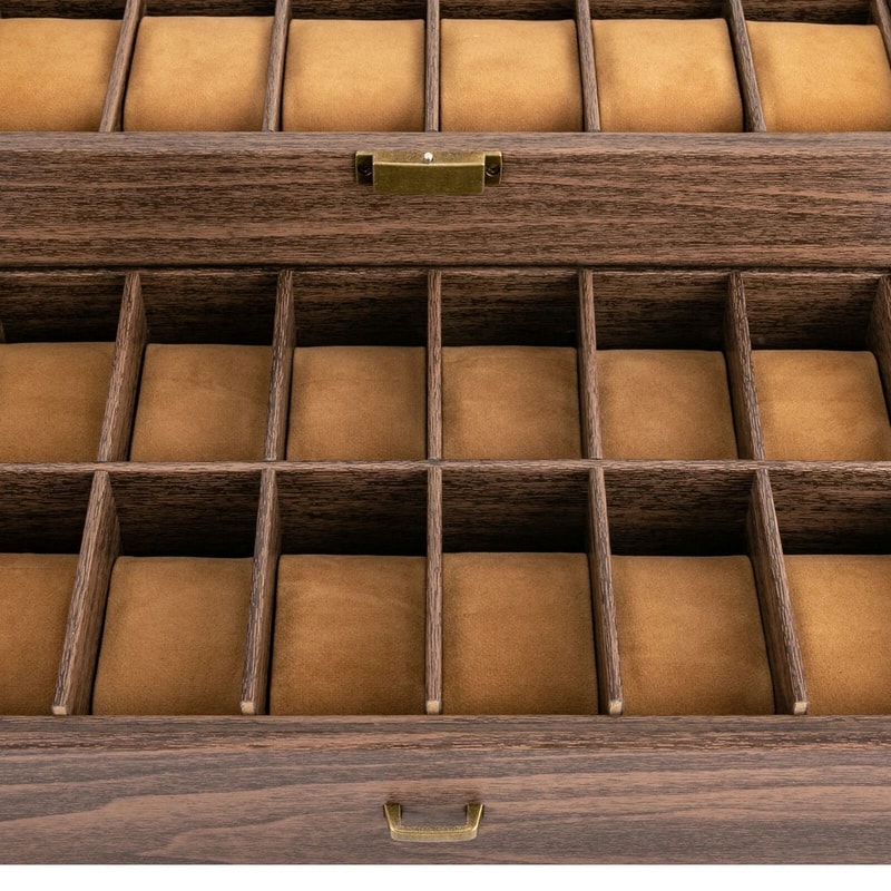 24 Slot Watch Box With Drawer Watch Display Case And Men Jewelry Holder 7