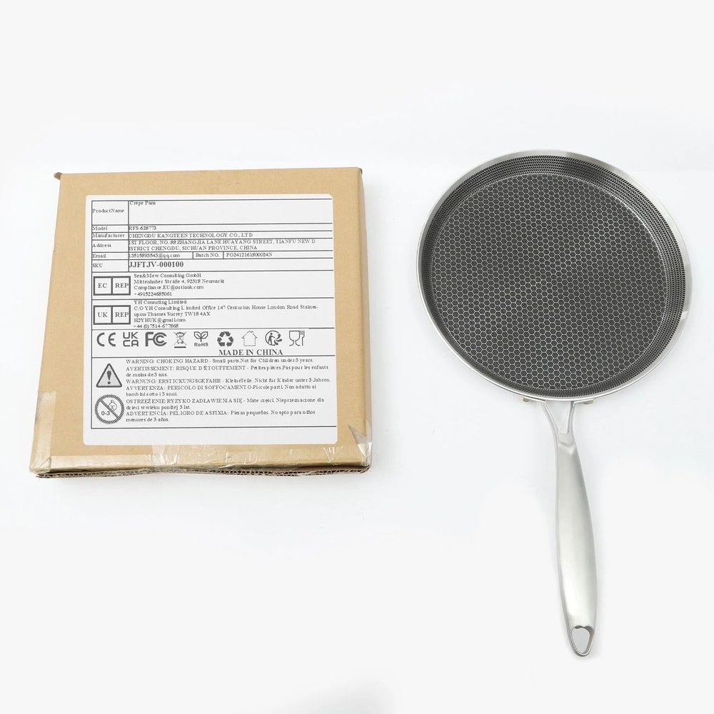 Stainless Steel Flat Crepe Pan Nonstick Pancake Pan With Ergonomic Handle 3