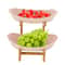 Modern 2 Tier Bamboo Fruit Bowl Stand With Removable PP Bowls Kitchen Counter Storage Fruit Basket 1