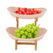 Modern 2 Tier Bamboo Fruit Bowl Stand With Removable PP Bowls Kitchen Counter Storage Fruit Basket 1