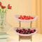 Modern 2 Tier Bamboo Fruit Bowl Stand With Removable PP Bowls Kitchen Counter Storage Fruit Basket 3