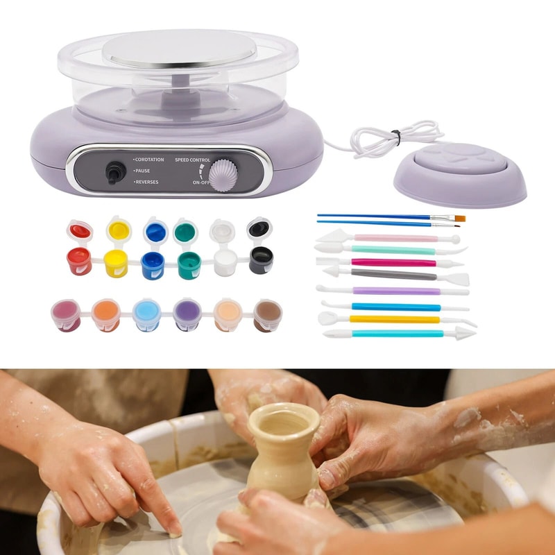 Electric Adjustable Speed Mini Pottery Wheel Machine Clay Making Kit 8