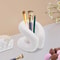 Creamy White Ceramic Toothbrush Makeup Brush Holder Modern Bathroom Organizer 1