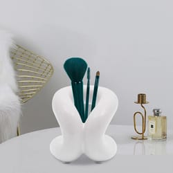 creamy white ceramic toothbrush & makeup brush holder modern bathroom organizer
