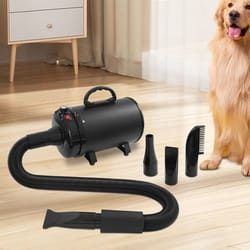 professional pet hair dryer for dogs & cats with adjustable speed & temperature, low noise, 4 nozzles