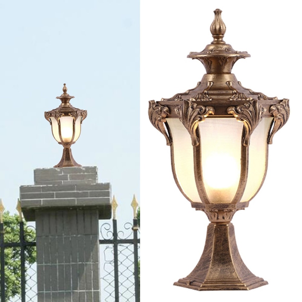 Vintage Bronze Outdoor Post Light Lantern For Garden Gate Lighting 6
