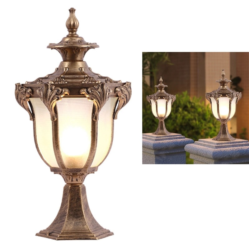 Vintage Bronze Outdoor Post Light Lantern For Garden Gate Lighting 8