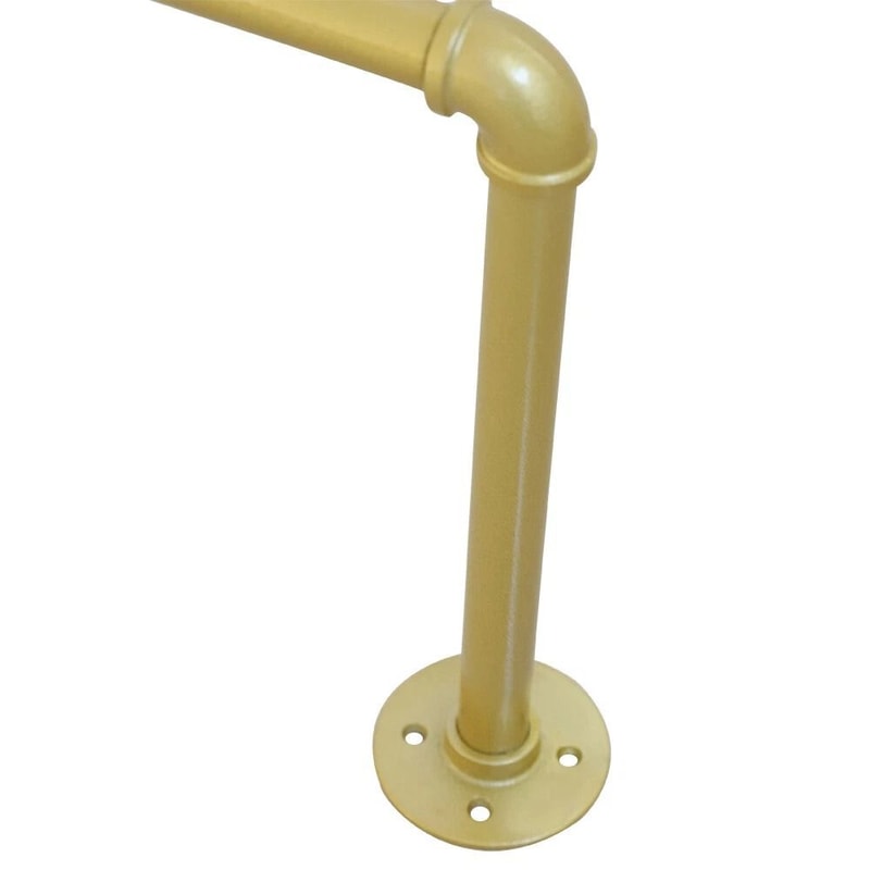 Premium Gold Industrial Pipe Wall Mounted Clothes Rack Stylish Metal Clothes Pole Shelf 7