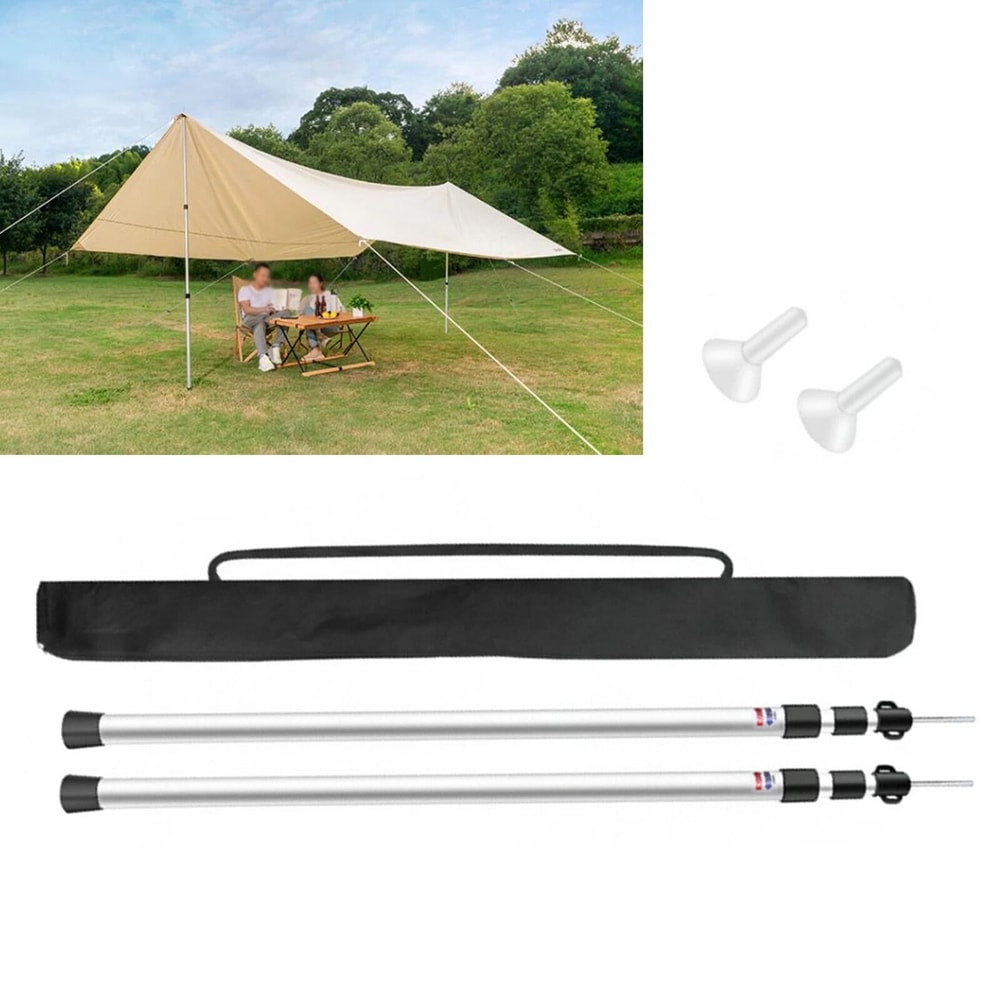 Heavy Duty Telescopic Camping Tarp Poles Set Adjustable Canopy Support Poles For Outdoor Shelter A 2