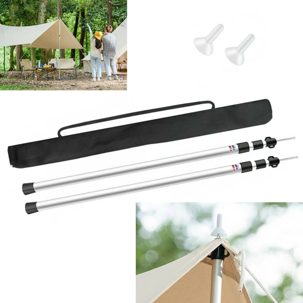 Heavy Duty Telescopic Camping Tarp Poles Set Adjustable Canopy Support Poles For Outdoor Shelter A 3