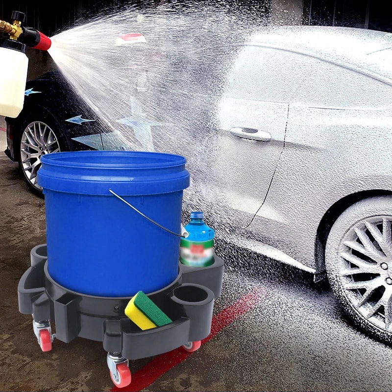 Premium Car Wash Bucket Dolly Cart With 360 Rotation For Detailing Cleaning Kit Organization 13