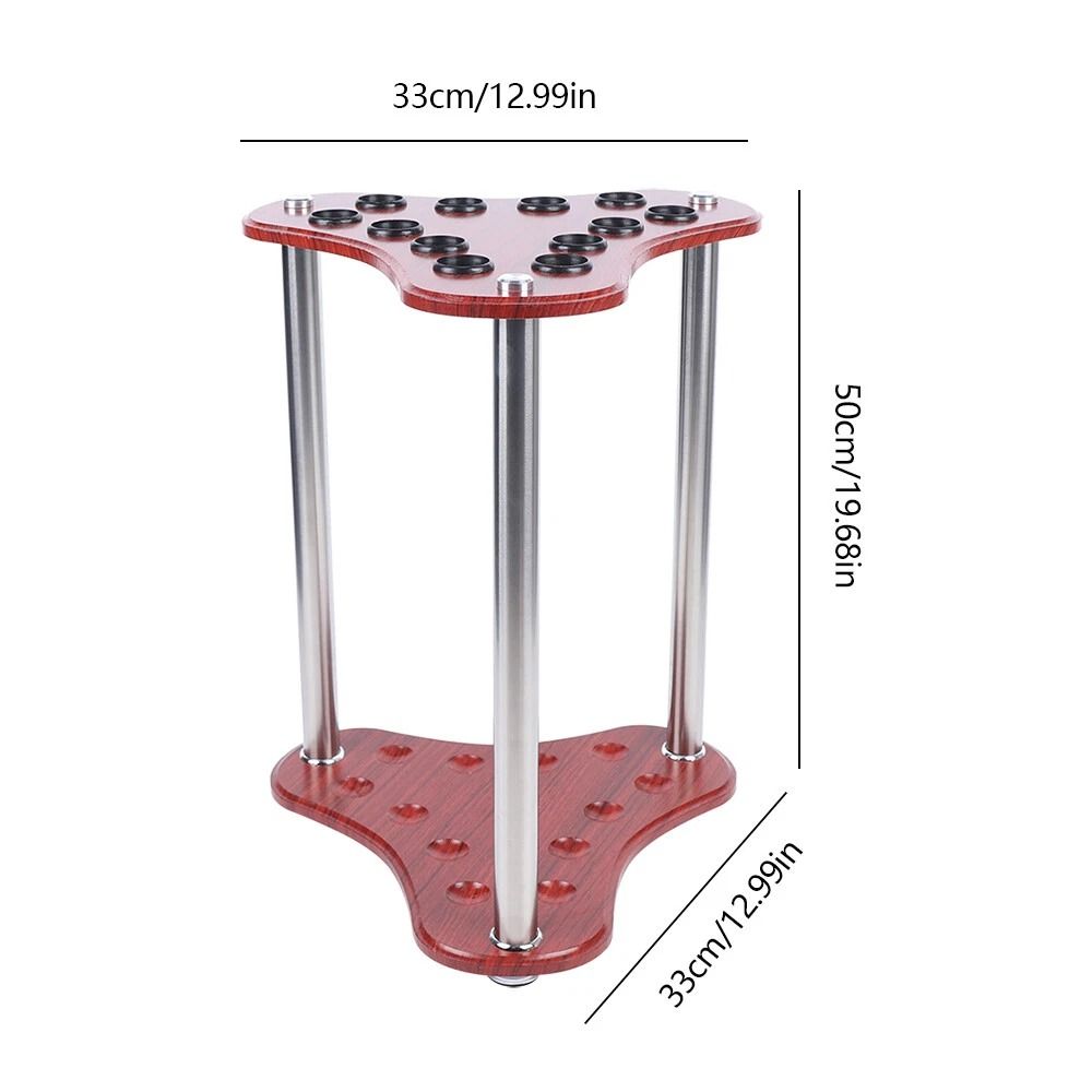 Premium Wood Pool Cue Rack Floor Stand 12 Cue Organizer 8