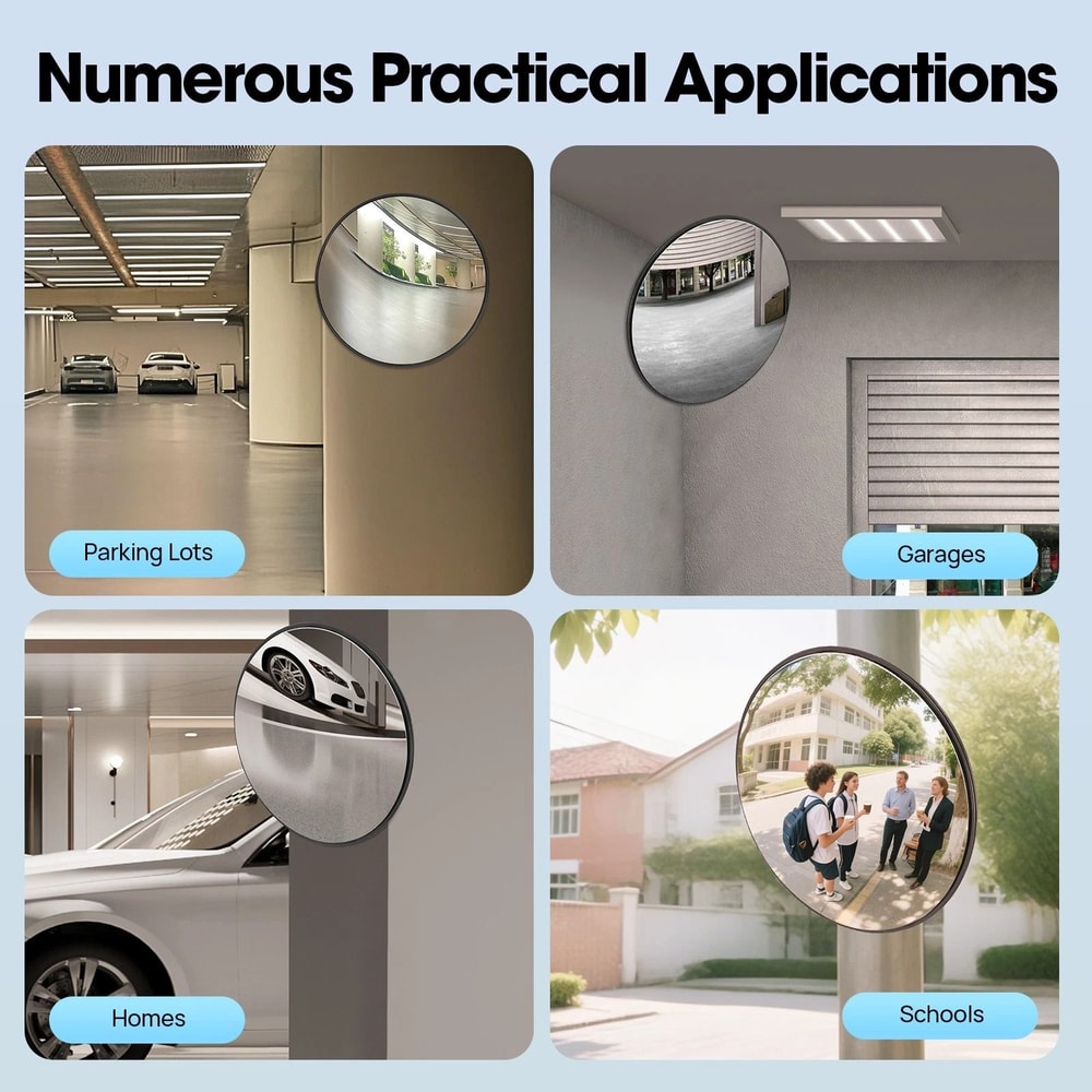Premium Wide Angle Driveway Convex Security Mirror Blind Spot Safety Vision 11