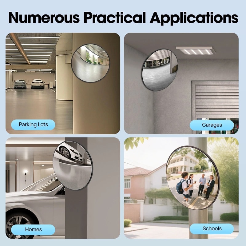 Premium Wide Angle Driveway Convex Security Mirror Blind Spot Safety Vision 11