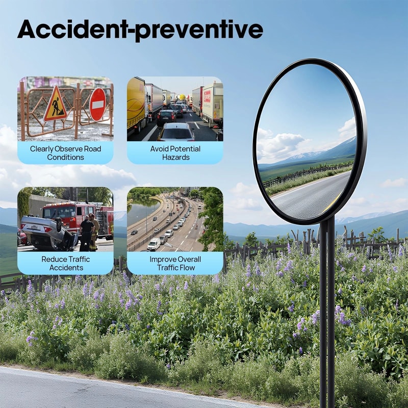 Premium Wide Angle Driveway Convex Security Mirror Blind Spot Safety Vision 13
