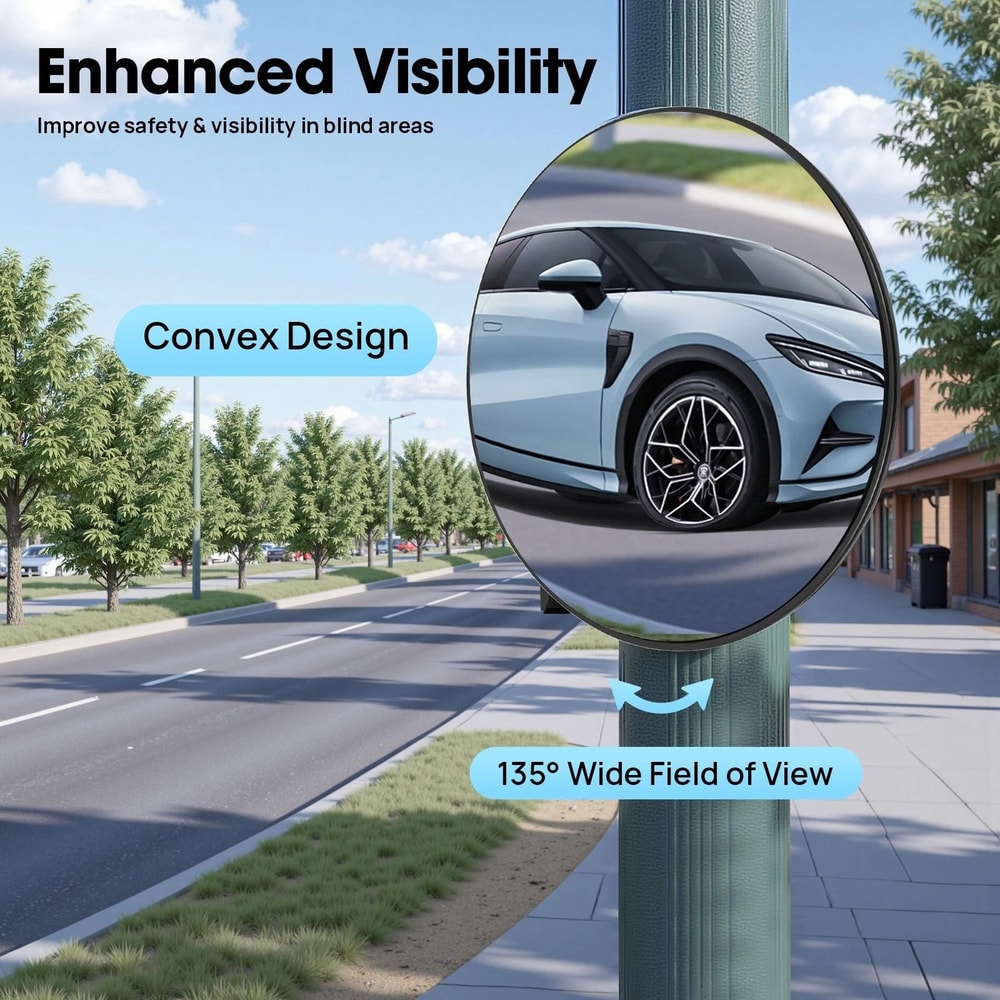Premium Wide Angle Driveway Convex Security Mirror Blind Spot Safety Vision 9