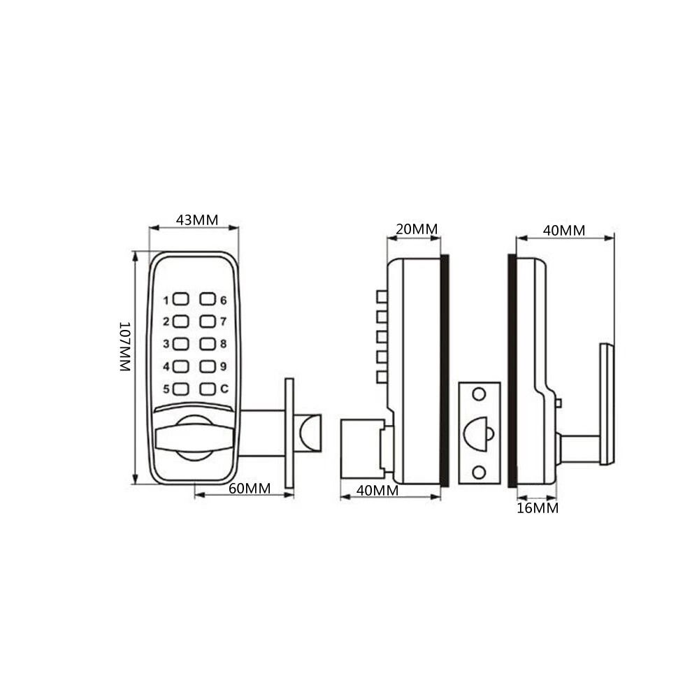 Premium Keyless Door Lock Digital Push Button Combination Lock For Home Office 9