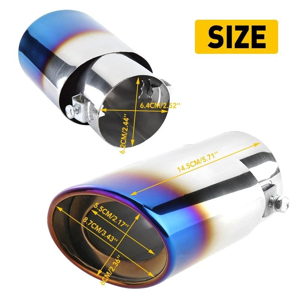 Premium Stainless Steel Universal Exhaust Tip Rear Muffler Tail Pipe Upgrade 8