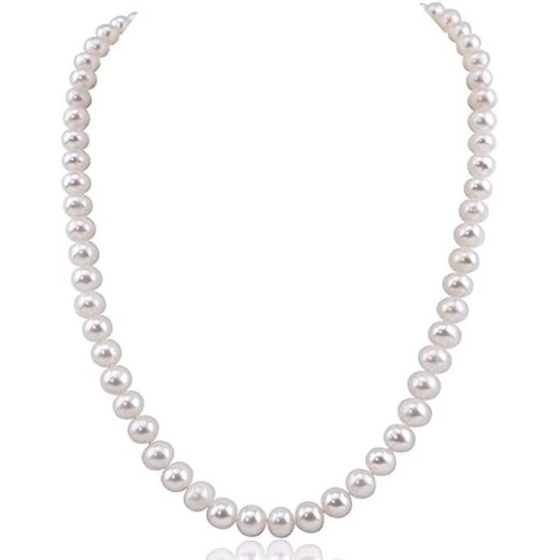 Elegant Natural White Freshwater Pearl Necklace With Gold Clasp 1