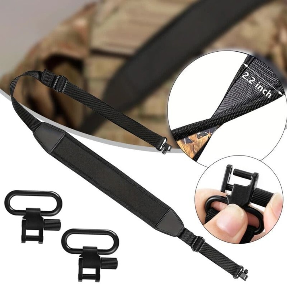 Premium Tactical Point Rifle Sling Adjustable Neoprene Shoulder Sling With Swivels 0