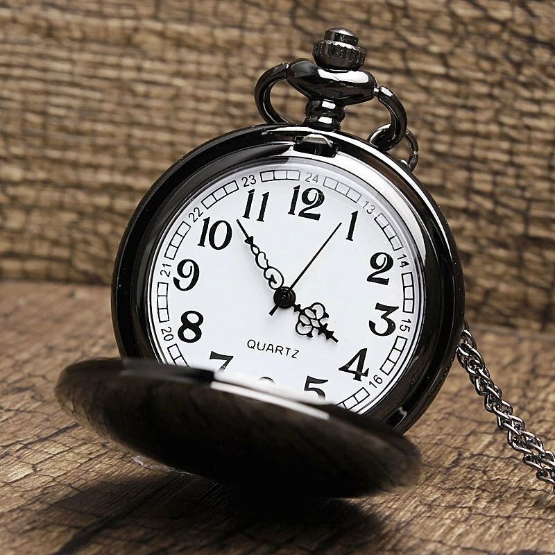 Luxury Men Quartz Pocket Watch With White Dial Stainless Steel Case 6