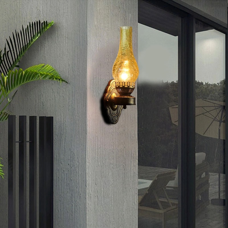 Industrial Vintage Loft Wall Sconce Light Fixture With Iron Glass 0