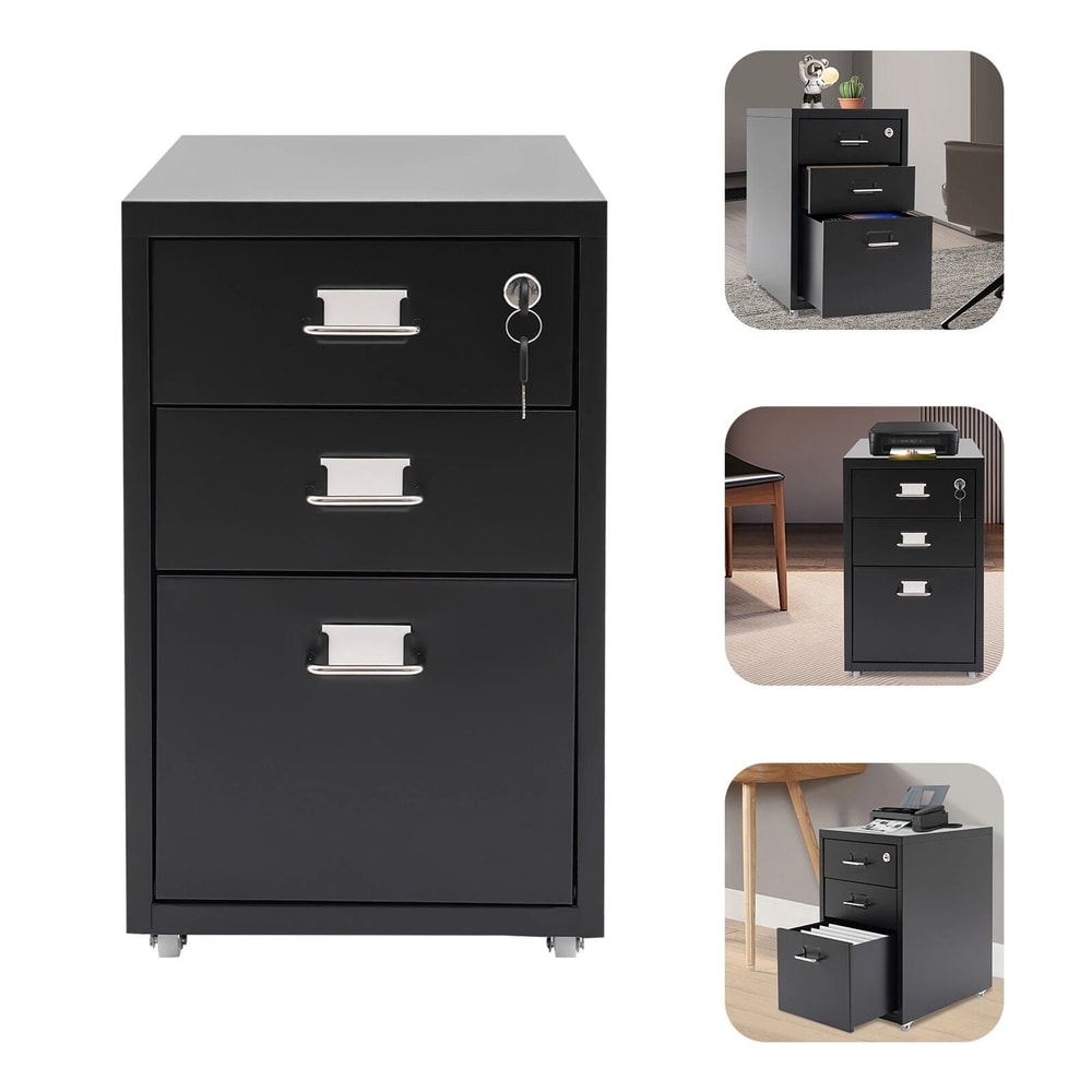 Premium Lockable Mobile File Cabinet Metal Vertical Filing Cabinet For Office Home Under Desk Stor 17