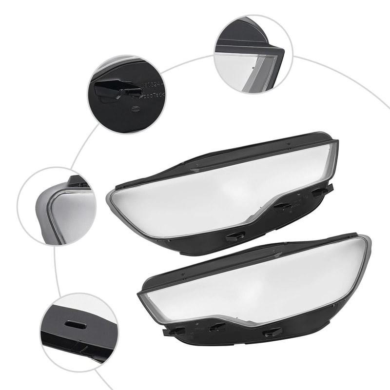 Premium Front Headlight Lens Covers Replacement For Audi A6 C7 Left Right 16