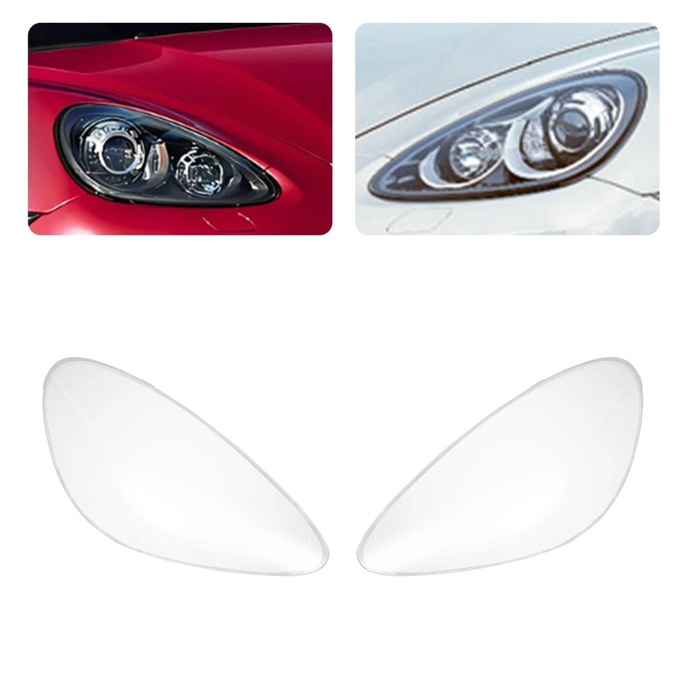 Premium Porsche Cayenne Headlight Lens Cover Pair Direct Fit 10