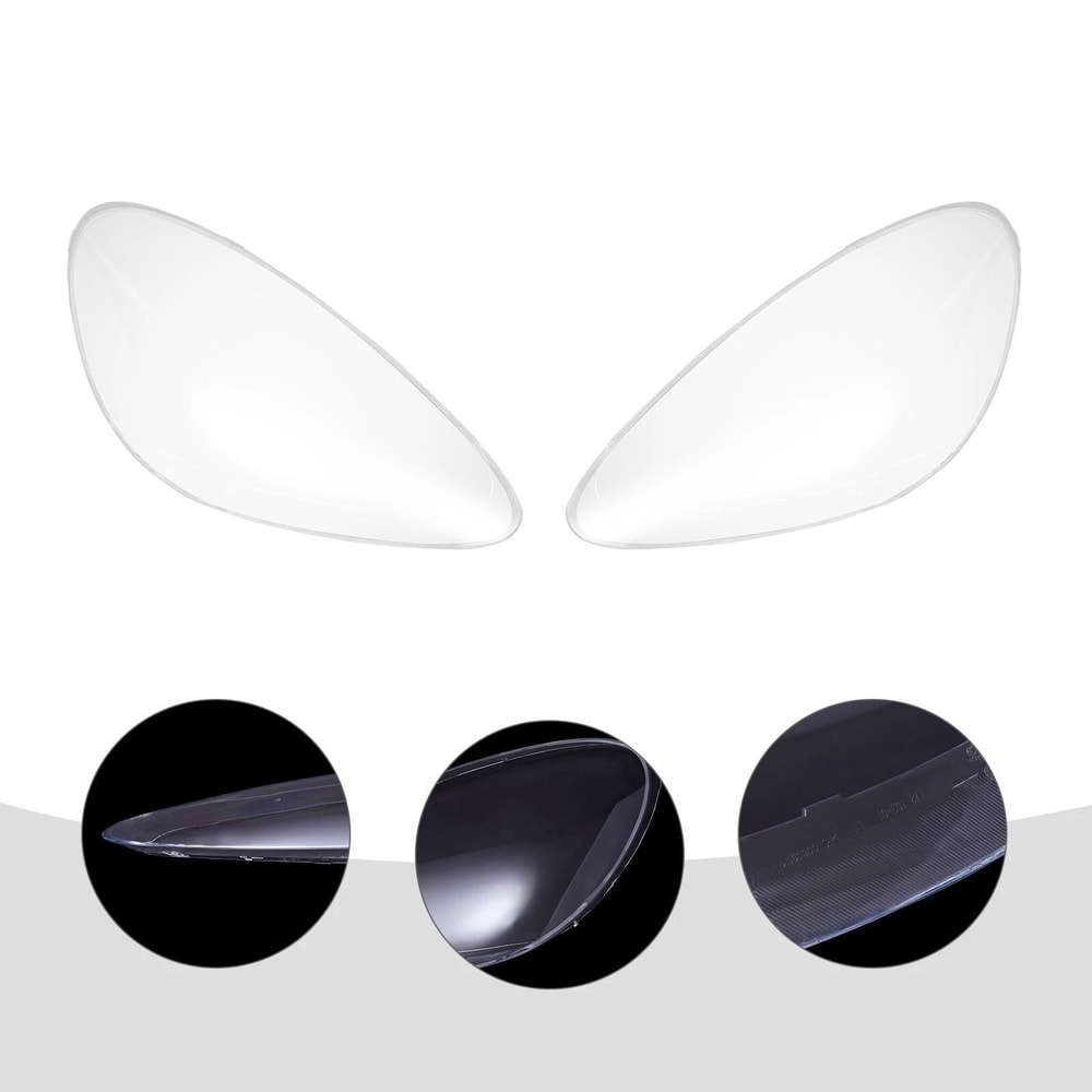 Premium Porsche Cayenne Headlight Lens Cover Pair Direct Fit 9