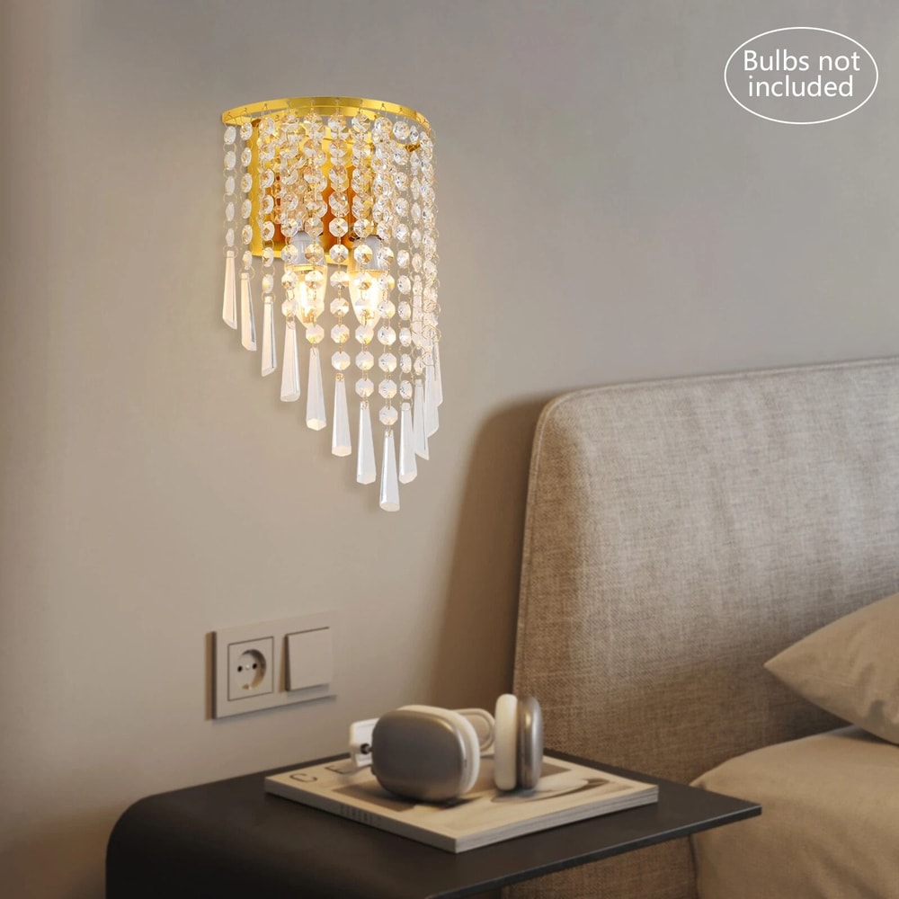 Modern Crystal Wall Sconce Indoor Lighting Fixture With Semicircle Design 4