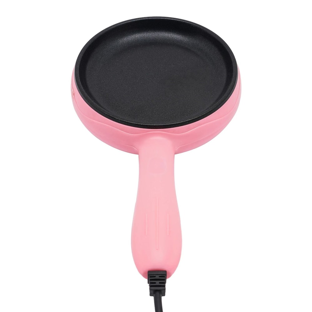 Premium Pink Compact Electric Skillet Non Stick Mini Frying Pan With Wooden Spatula 8