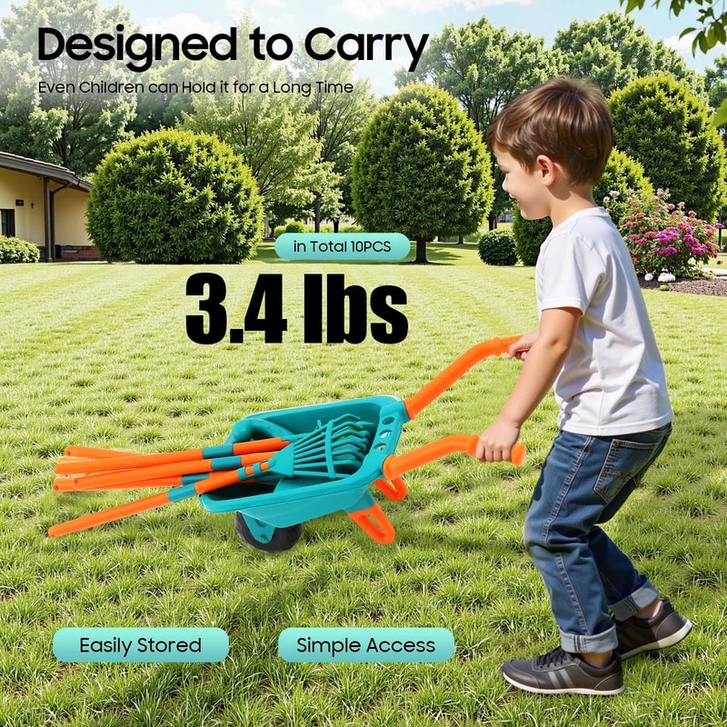 Premium Children Garden Tool Set With Mini Wheelbarrow Durable Kids Gardening Tools For Outdoor Pla 10