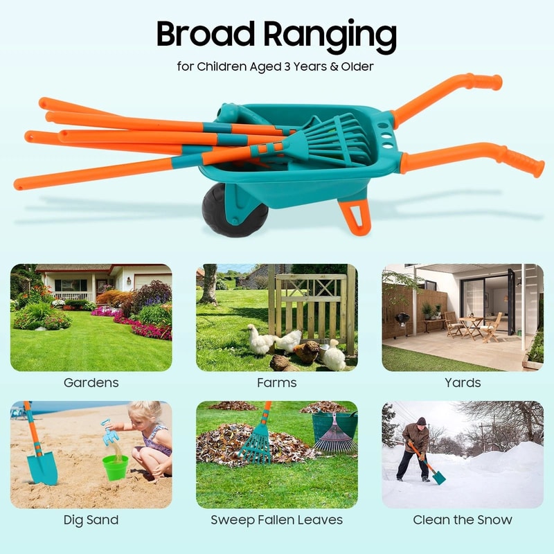Premium Children Garden Tool Set With Mini Wheelbarrow Durable Kids Gardening Tools For Outdoor Pla 12