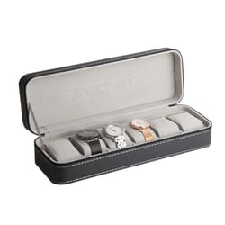 premium 6 slot portable jewelry organizer & watch organizer case leather travel display storages