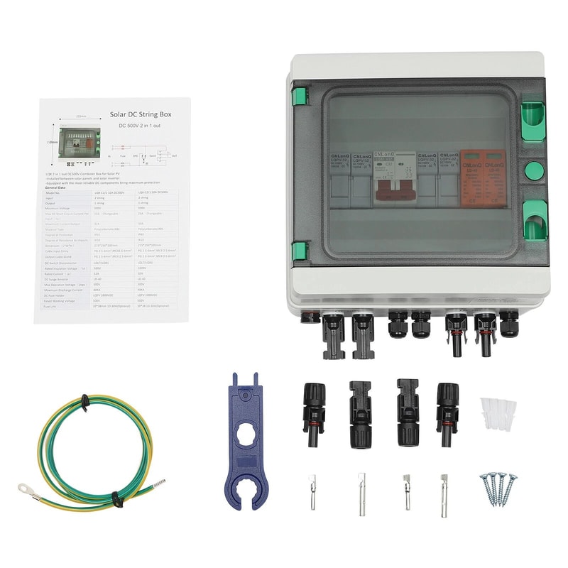 Premium Solar PV Combiner Box With DC Circuit Breaker 2 String Protection 16