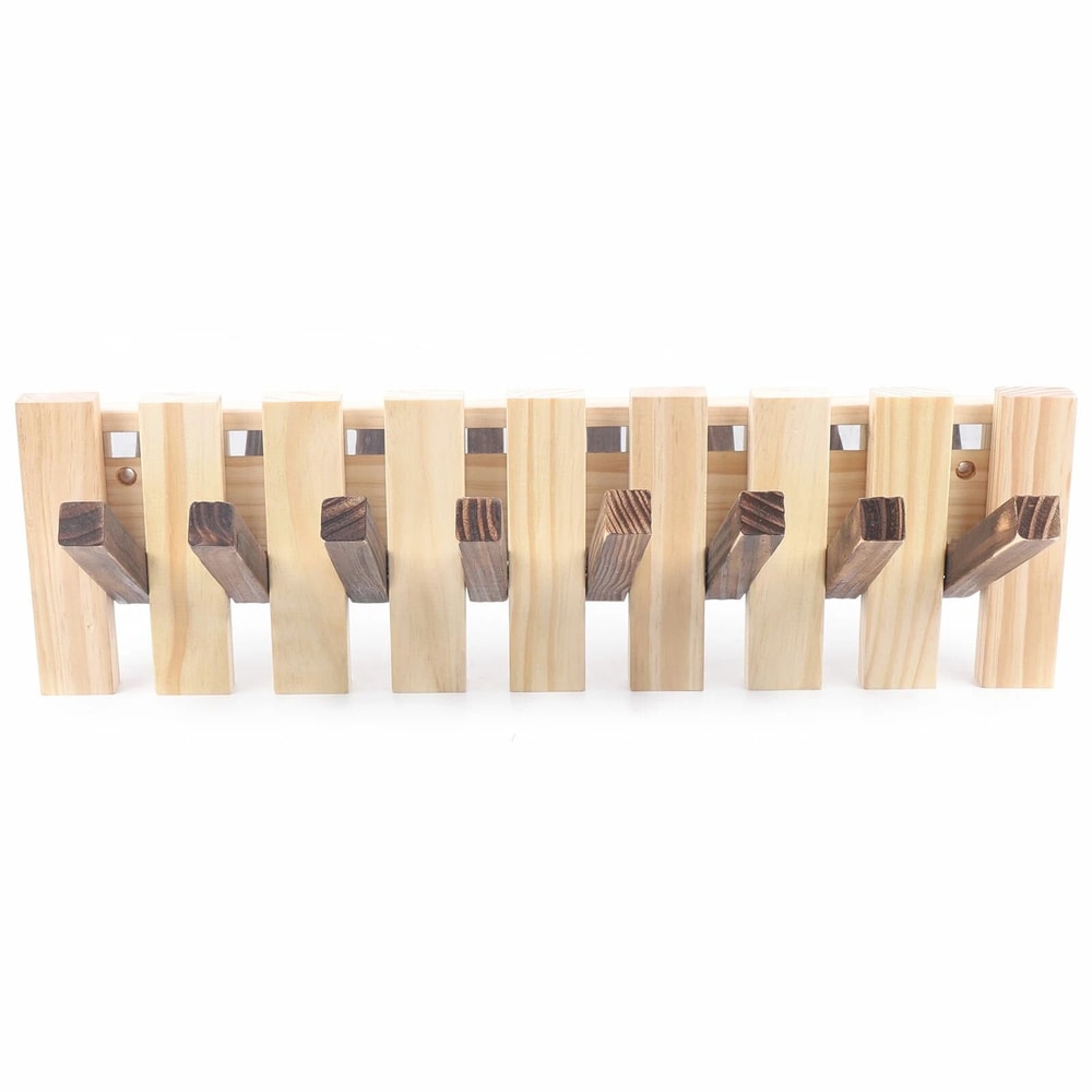 Premium Solid Wood Wall Mount Coat Rack With Flip Down Hooks Space Saving Entryway Organizer 5