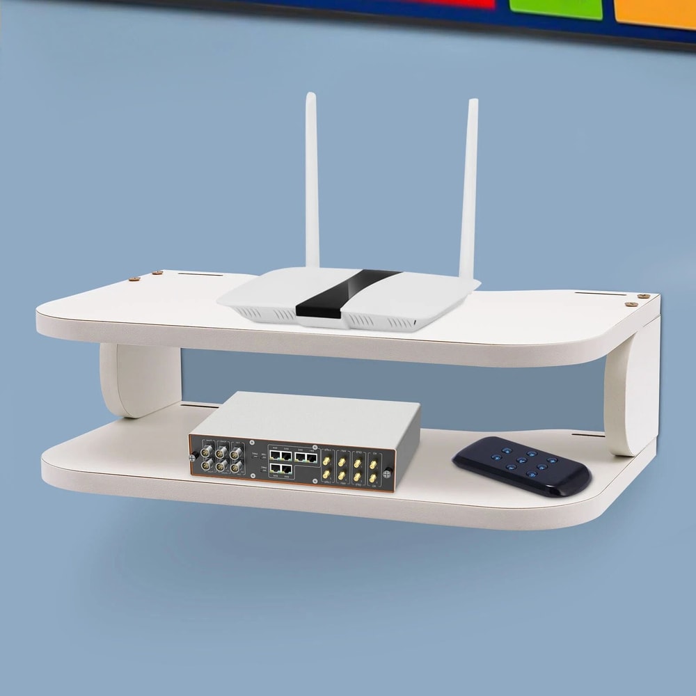 Modern Floating Shelf Wall Mounted Storage Rack For Router TV Components 12