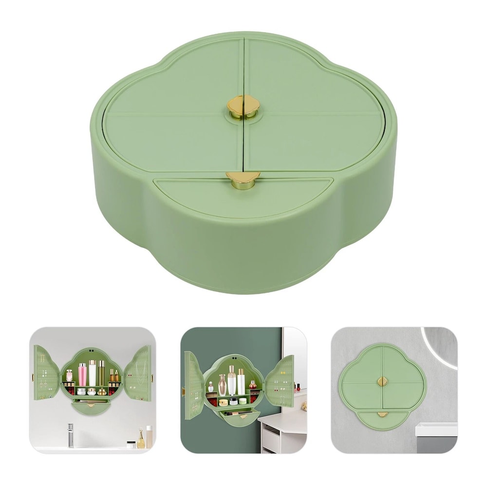 Premium Wall Mounted Bathroom Organizer Cosmetic Storage With Jewelry Rack Elegant Space Saving So 9