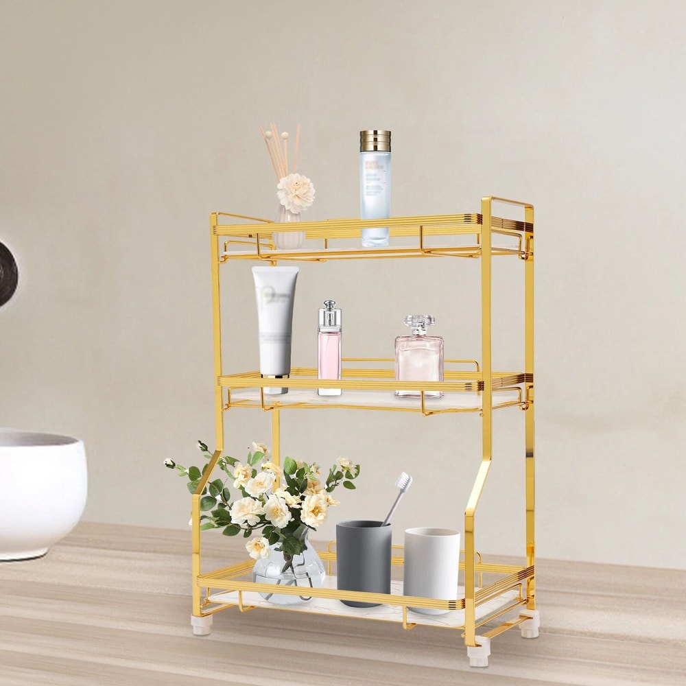 Modern 3 Tier Bathroom Countertop Organizer Shelf Rack Space Saving Bathroom Storage Solution 0