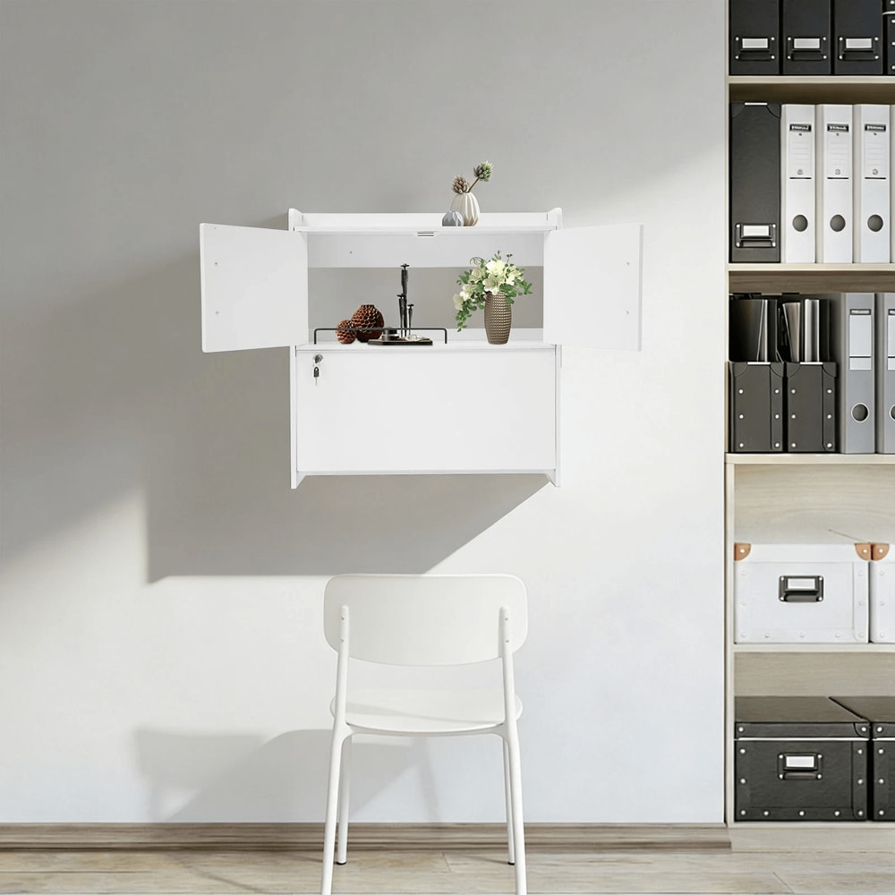Compact Wall Mounted Fold Down Desk With Storage Multifunctional Laptop Table For Small Spaces 1