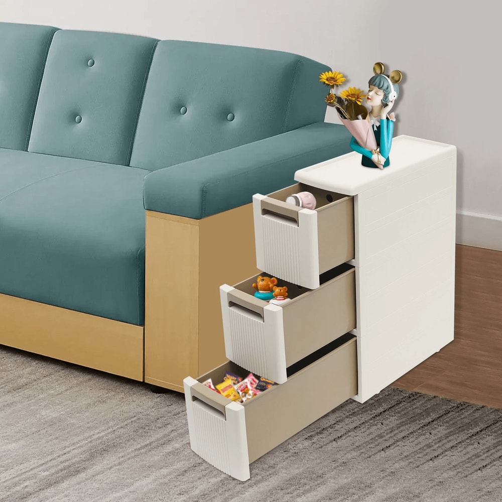 Premium Narrow Storage Cabinet With 3 Drawers Space Saving Floor Organizer For Home Office 18