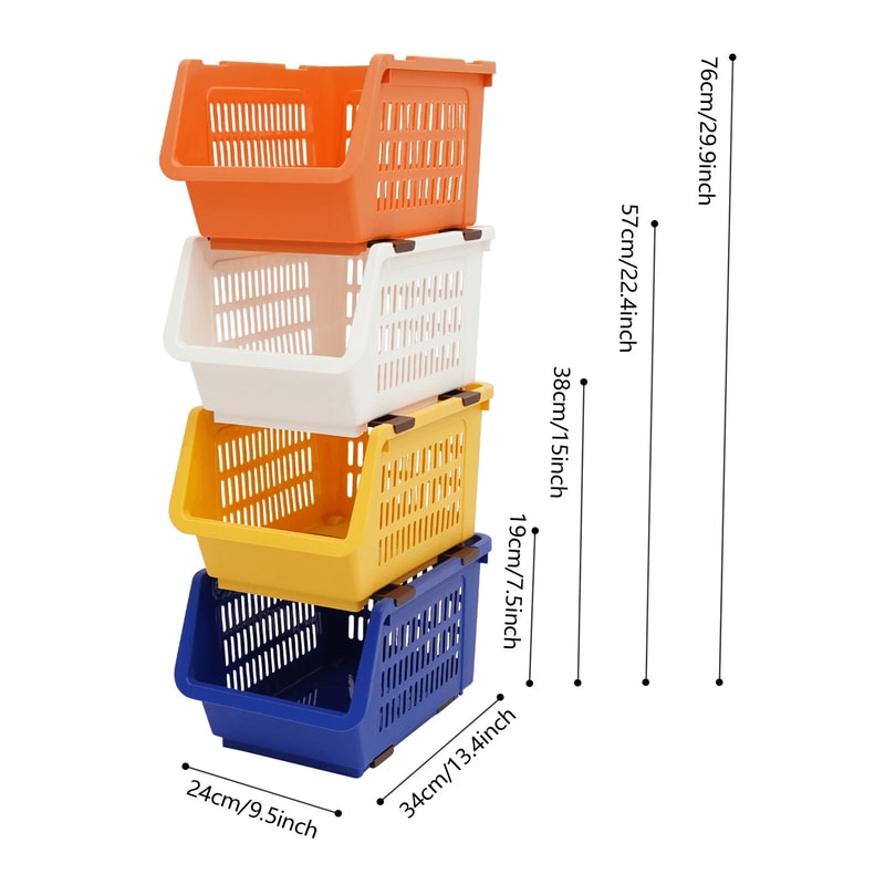 Premium Stackable Storage Baskets Space Saving Plastic Organizer Bins 10
