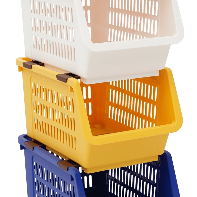 Premium Stackable Storage Baskets Space Saving Plastic Organizer Bins 6