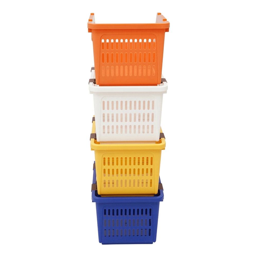 Premium Stackable Storage Baskets Space Saving Plastic Organizer Bins 7
