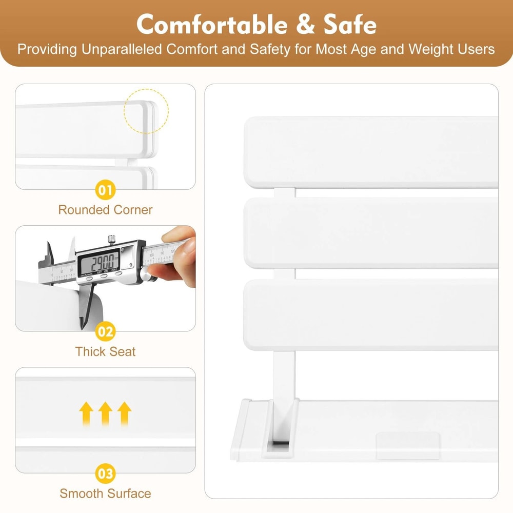 Premium Foldable Shower Safety Bench Wall Mount Folding Shower Seat For Elderly Disabled Expecting 6
