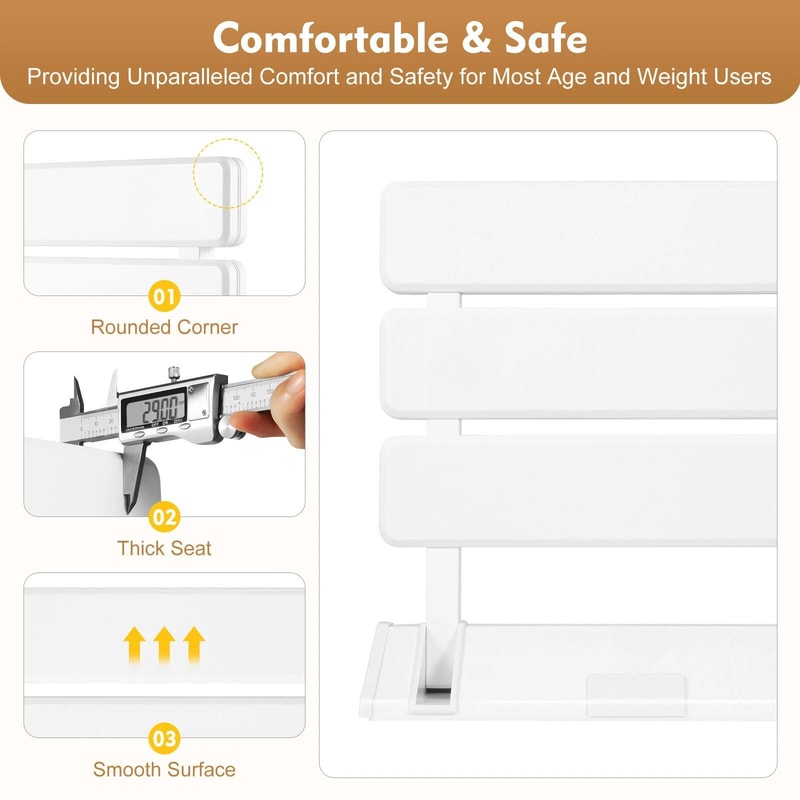 Premium Foldable Shower Safety Bench Wall Mount Folding Shower Seat For Elderly Disabled Expecting 6