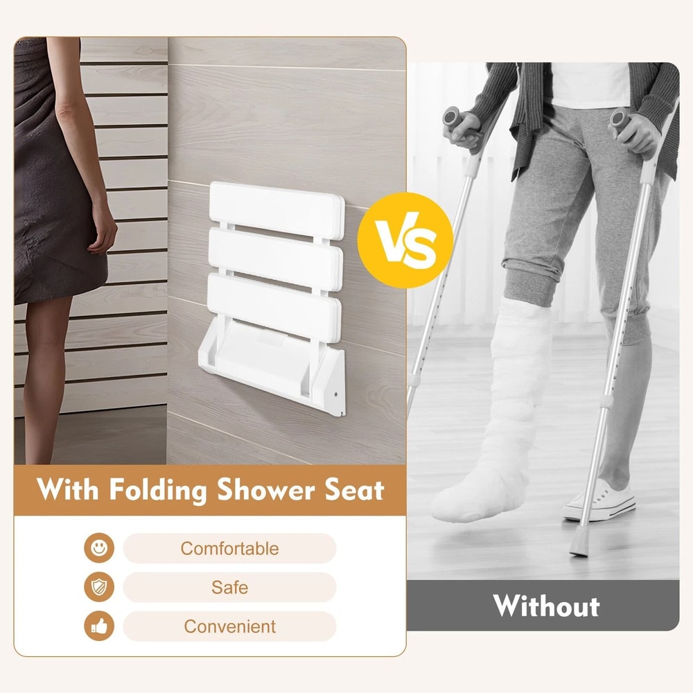 Premium Foldable Shower Safety Bench Wall Mount Folding Shower Seat For Elderly Disabled Expecting 9
