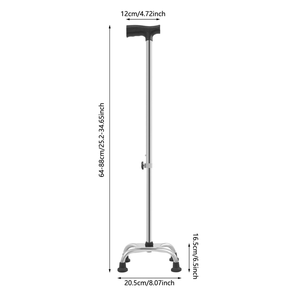 Premium Adjustable Walking Stick With Quad Cane 4 Legged Stability Support 10
