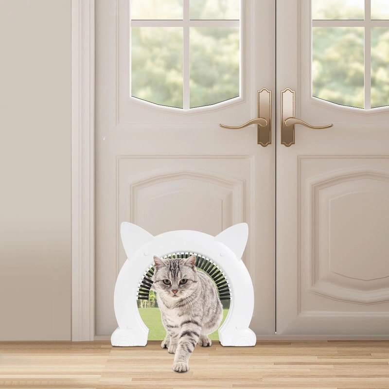 XL Indoor Cat Pet Door With Brush Large Cat Door For Easy Feline Access Fits Most Doors 0